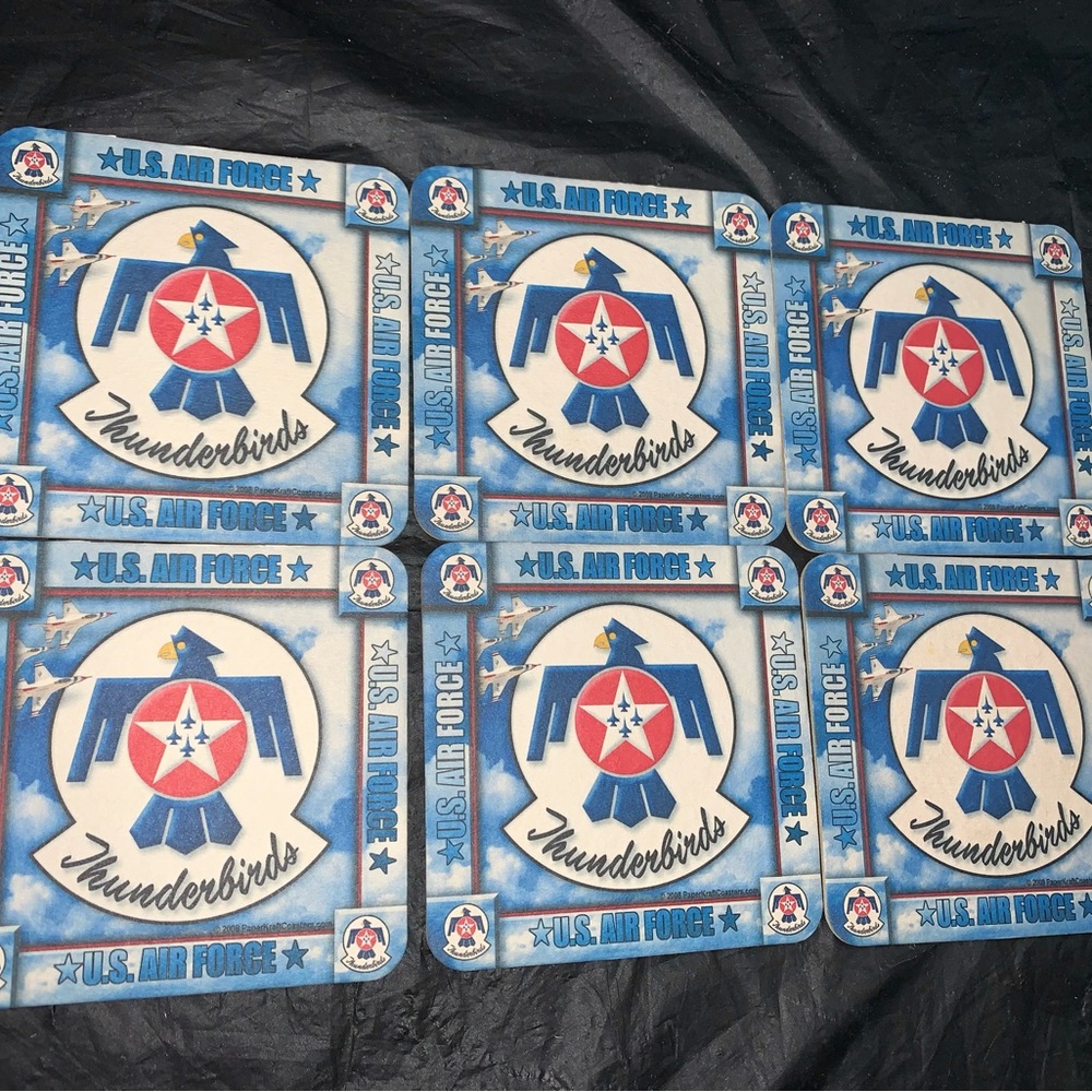 Vintage US Air Force Thunderbirds Drink Coasters 6pk USAF Military decor
